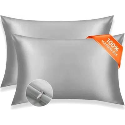 Silksilky Set Of 2pcs-22momme Mulberry Silk Hidden Zipper Pillowcase