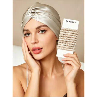 Silksilky Silk Bonnet & Scrunchie Set For Sleep & Styling In Brown