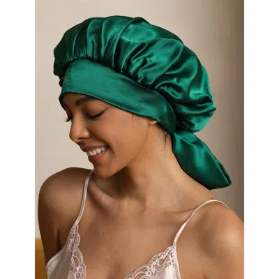 Silksilky Silk Casual Bonnet With Long Ribbons In Green