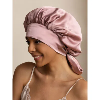 Silksilky Silk Casual Bonnet With Long Ribbons In Pink