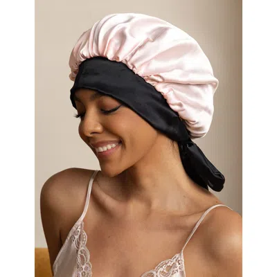 Silksilky Silk Casual Bonnet With Long Ribbons In Pink