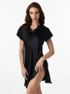 Silksilky Silk Lace Neckline Split Hem Nightgown