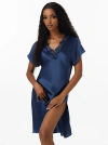 Silksilky Silk Lace Neckline Split Hem Nightgown