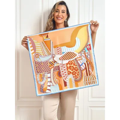Silksilky Silk Printed Square Scarf In Orange