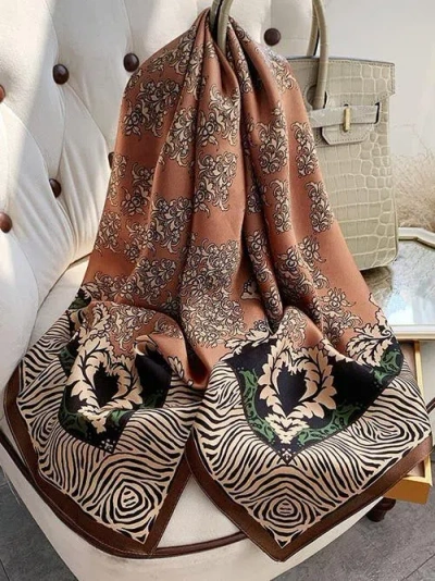 Silksilky Silk Square Scarf In Brown