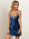 Silksilky Silk V-back Nightgown Slip Dress In Blue