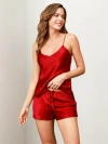 Silksilky Spaghetti Strap Pure Silk Camisole Set In Darkred