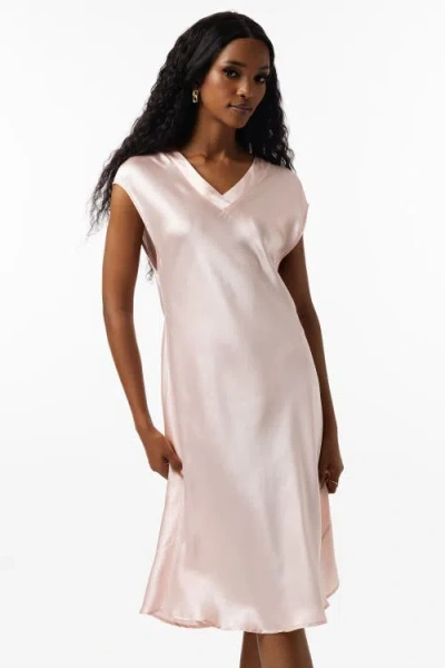 Silksilky V-neck Short Sleeve Silk Sleep Dress