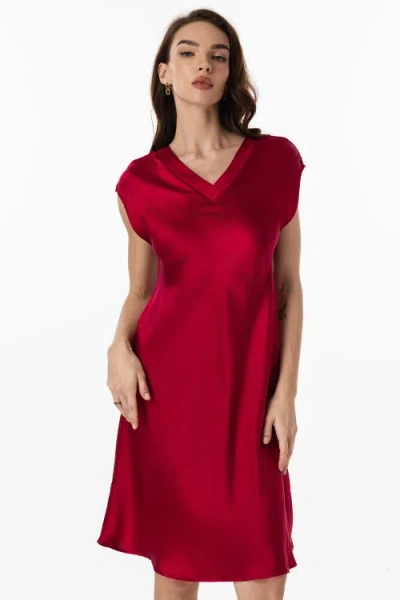 Silksilky V-neck Short Sleeve Silk Sleep Dress