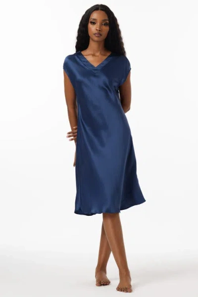 Silksilky V-neck Short Sleeve Silk Sleep Dress