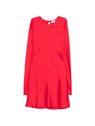 Silkylicious Long-sleeve Short Dress In Red