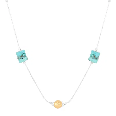 Silpada Alpine Stones' Sterling Silver And Brass Mixed Stones Necklace, 24" In Blue