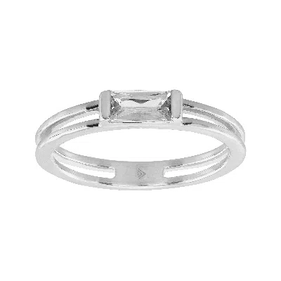 Silpada Baguette Stack' Cubic Zirconia Ring In Sterling Silver In Gray