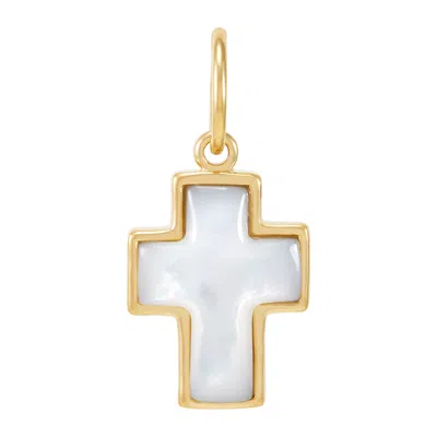 Silpada Be Hopeful' Silver With 18k Gold Plating Natural Mother-of-pearl Charm In White