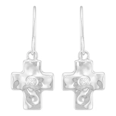 Silpada Beacon' Sterling Silver White Cubic Zirconia Cross Drop Earrings