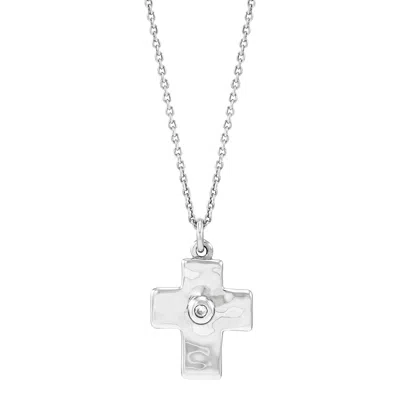 Silpada Beacon' Sterling Silver White Cubic Zirconia Cross Pendant Necklace, 16" + 2"