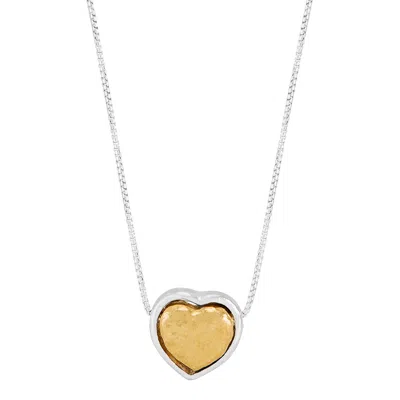 Silpada Beaming' Sterling Silver And Brass Heart Pendant Necklace, 16" + 2" In Multi