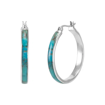 Silpada Beginner's Luck' Sterling Silver Compressed Teal Turquoise Earrings In Blue