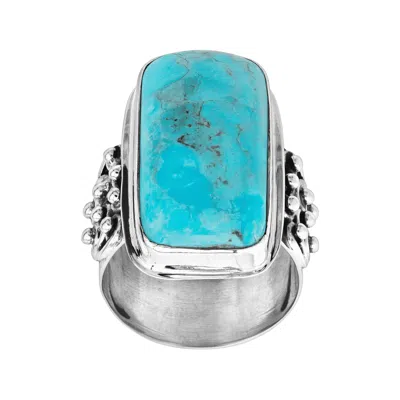 Silpada Big Spring' Compressed Mojave Turquoise Statement Ring, Sterling Silver In Teal