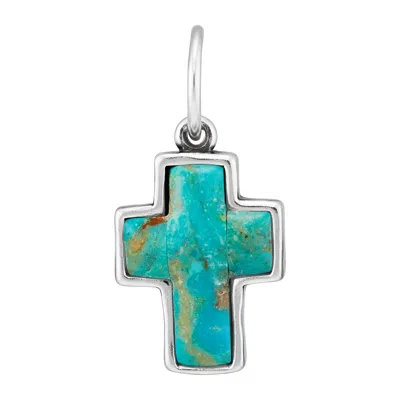 Silpada Blue Divine' Sterling Silver Compressed Turquoise Cross Pendant Charm