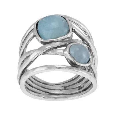 Silpada Bluebird Nest' Sterling Silver Natural Aquamarine Ring