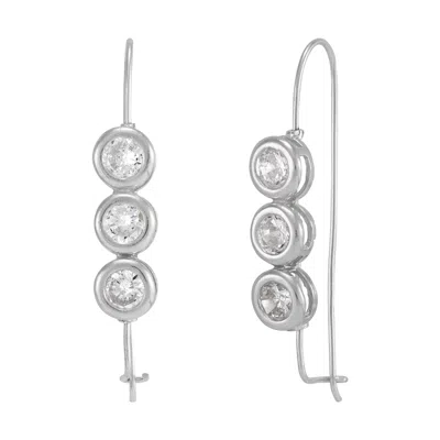 Silpada Bright Bezel' Sterling Silver White Cubic Zirconia Drop Earrings