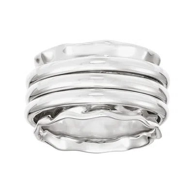 Silpada Calligraphy' Fidget Spinner Ring In Sterling Silver In Gray