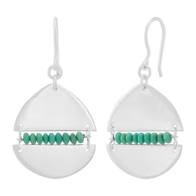 Silpada Calm Divide' Sterling Silver Natural Teal Turquoise Drop Earrings In Blue