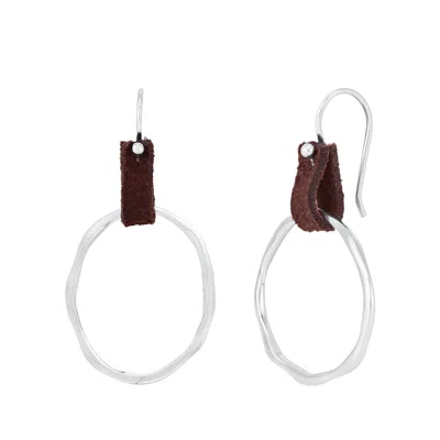 Silpada Canyon Dreams' Sterling Silver Leather Drop Earrings In White