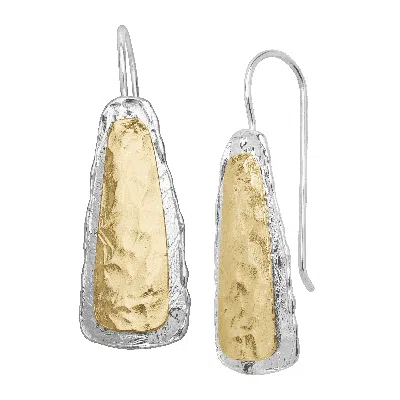 Silpada Cimarron Slopes' Two-tone Tapered Drop Earrings Silver & 14k Gold Plate In Multi