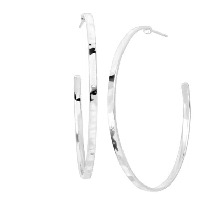 Silpada Circle Up' Hammered Hoop Earrings In Sterling Silver In White