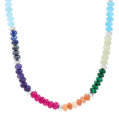 Silpada Colored In' Sterling Silver Natural Mixed Stones Beaded Necklace, 20" In Blue