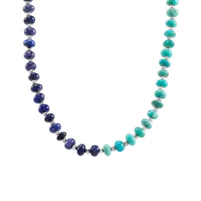 Silpada Constant Changes' Silver Natural Lapis And Turquoise Bead Necklace, 20" In Blue