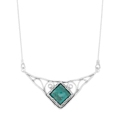 Silpada Cool Breeze' Sterling Silver Compressed Teal Turquoise Necklace, 20" In Blue