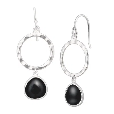 Silpada Dark Halo' Natural Black Agate Drop Earrings In Sterling Silver