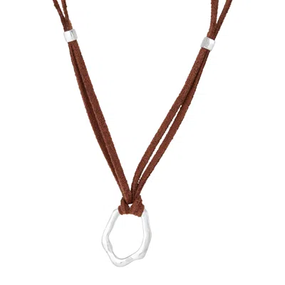 Silpada Dawn Kissed' Sterling Silver Leather Pendant Necklace, 18" + 2" In White