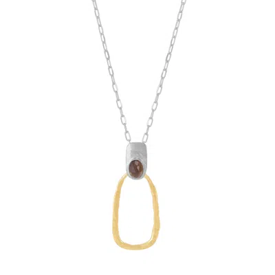 Silpada Daylight' Sterling Silver And Brass Smoky Quartz Pendant Necklace, 20" In Brown