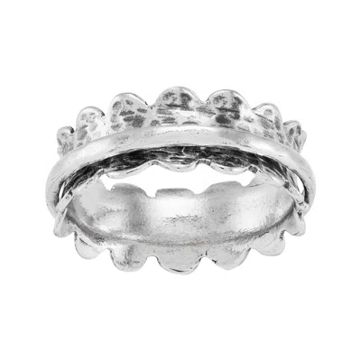 Silpada Deep Breaths' Sterling Silver Fidget Spinner Band Ring In White