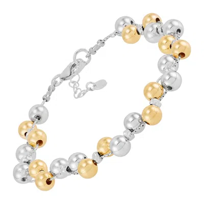 Silpada Dimming Lights' Silver W/ 14k Gp & Natural Hematite Bead Bracelet, 8.5"