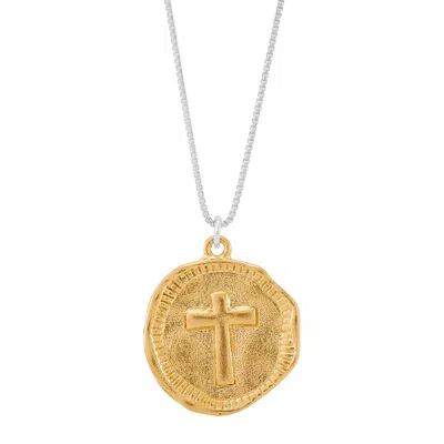 Silpada Divinity' Sterling Silver With 14k Yellow Gold-plating Cross Pendant In Multi