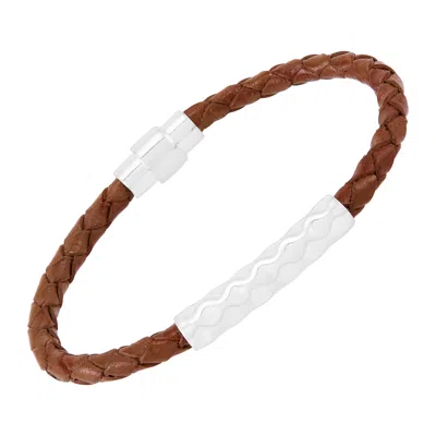 Silpada Dockside' Sterling Silver Leather Bracelet, 7" In White