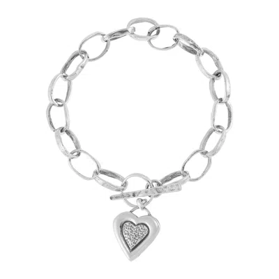 Silpada Endless Love' Sterling Silver Heart Charm Bracelet, 7.5" In White