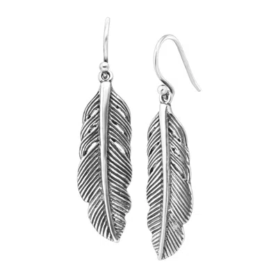 Silpada Etched Feather' Drop Earrings In Sterling Silver In White
