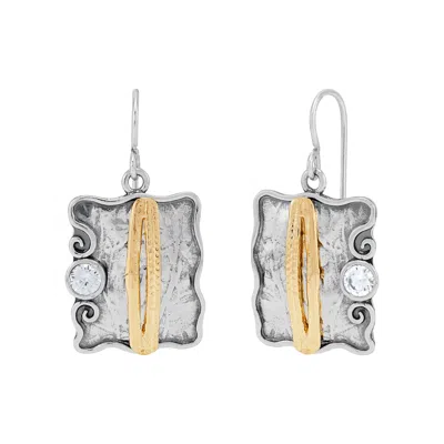Silpada Florid' Silver With 14k Gold Plating Cubic Zirconia Drop Earrings In White