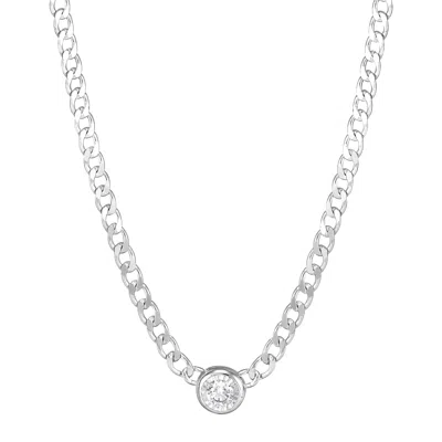 Silpada Fluorescent' Sterling Silver White Cubic Zirconia Chain Necklace, 18"