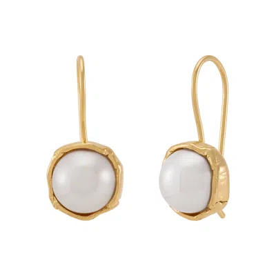 Silpada Glowing Embrace' 14k Gold-plated Silver Freshwater Pearl Drop Earrings In White