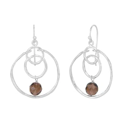 Silpada Golden Aura' Sterling Silver Natural Smoky Quartz Drop Earrings In Brown