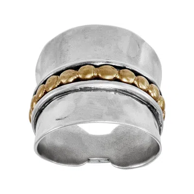 Silpada Golden Dotted Line' Sterling Silver And Brass Ring In Multi