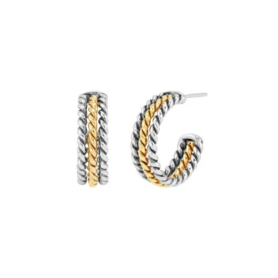 Silpada Golden Roped In' Sterling Silver And Brass Hoop Earrings In Gray