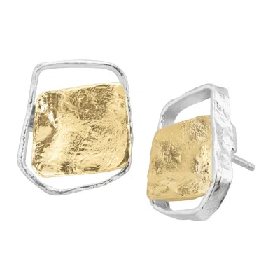 Silpada Golden Sands' Stud Earrings In Sterling Silver With 14k Gold-plating In Multi